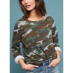 T.LA ANTHROPOLOGIE camo crew sweatshirt size S